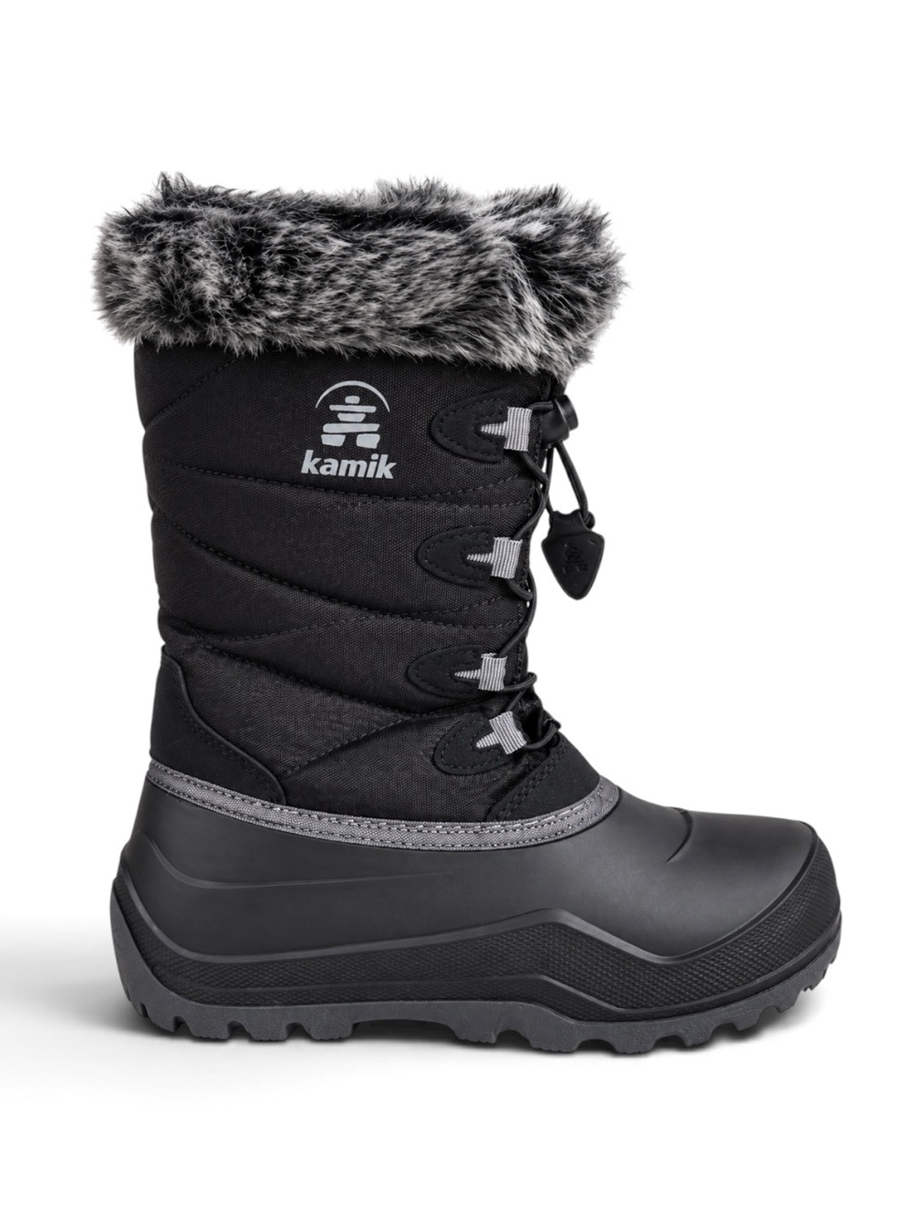 Kamik Kids Black Waterproof Faux Fur Insulated Winter Snow Boots Girls 3